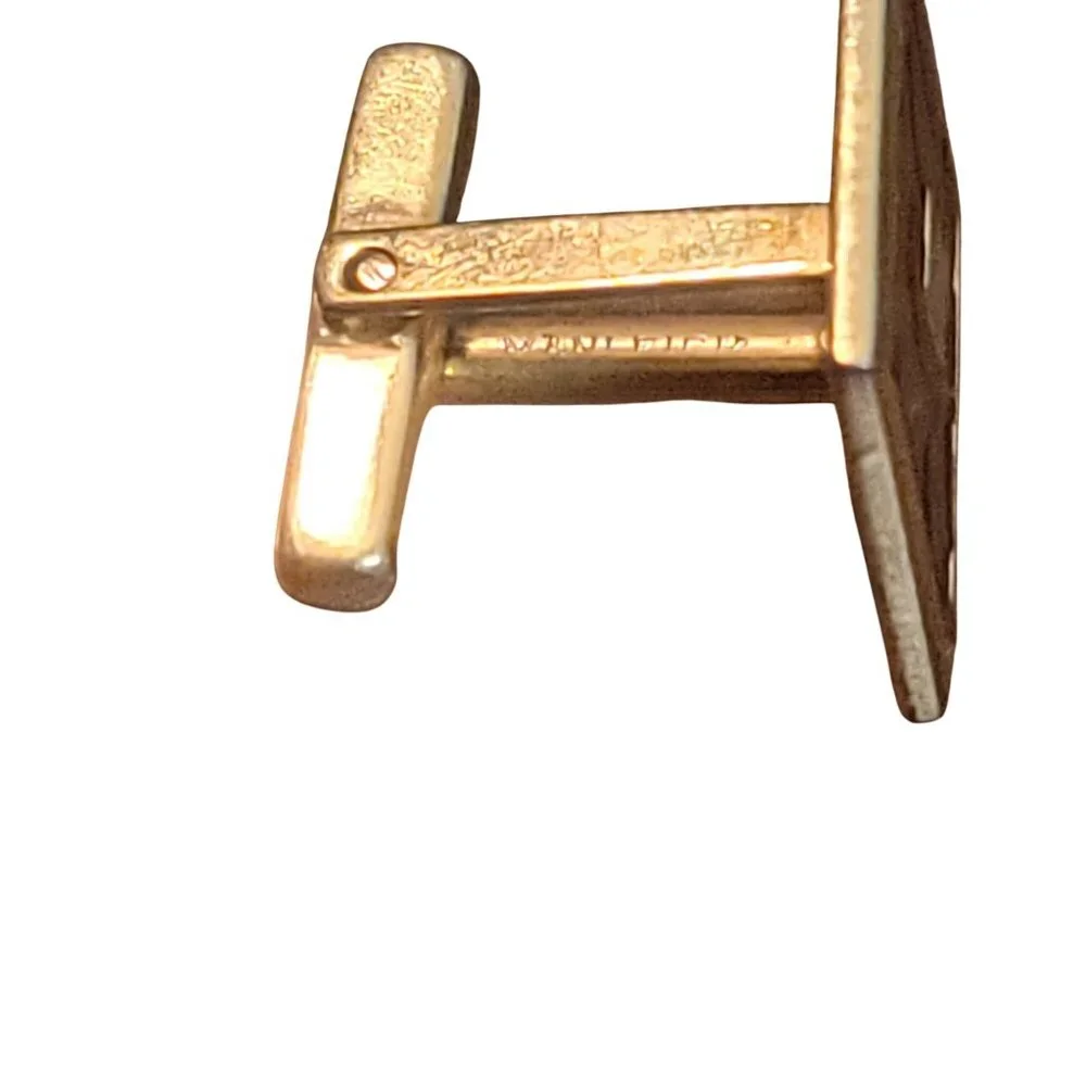 Vintage Gold Tone Cufflinks With Giraffe Print Design Square Center Detail Mens